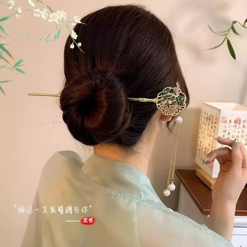 Antique Hair Accessories Tassel Hairpin Women's High-Grade Ancient Costume Hairpin Bun Headdress Han Chinese Clothing Cheongsam Hair Clasp Hairpin Accessories