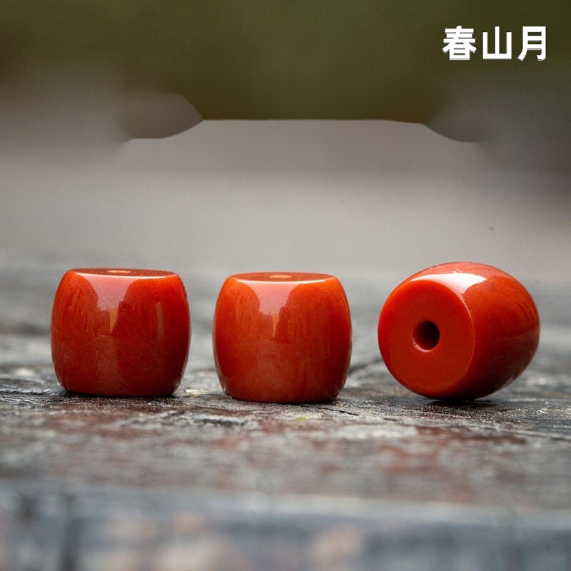 南红满肉直切桶珠108颗星月顶珠腰珠手链金刚菩提手串隔珠饰品