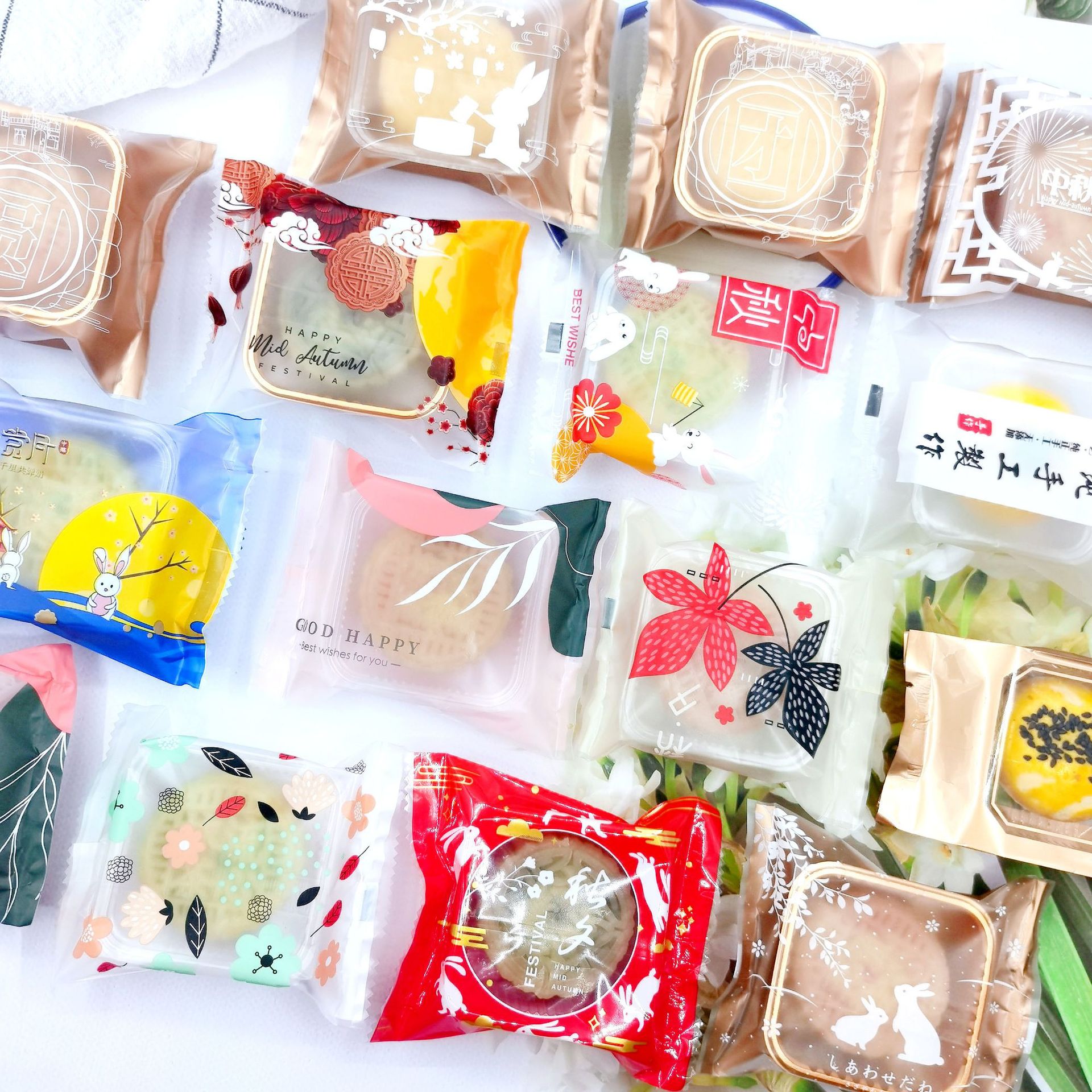 2021原创中秋节新款冰皮 月饼包装袋蛋黄酥机封袋烘焙糕点袋100个