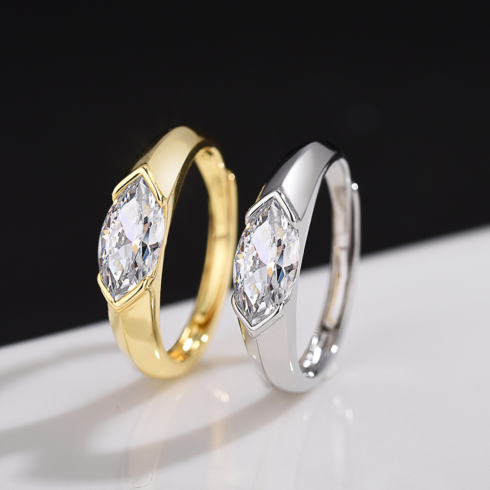 马眼戒指蒂诺珠宝同款锆石戒指开口可调节小众设计-阿里巴巴