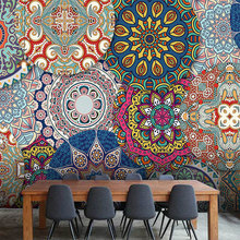 彩色花纹摩洛哥风格墙布服装店铺直播间装饰壁纸餐厅民宿酒店壁画