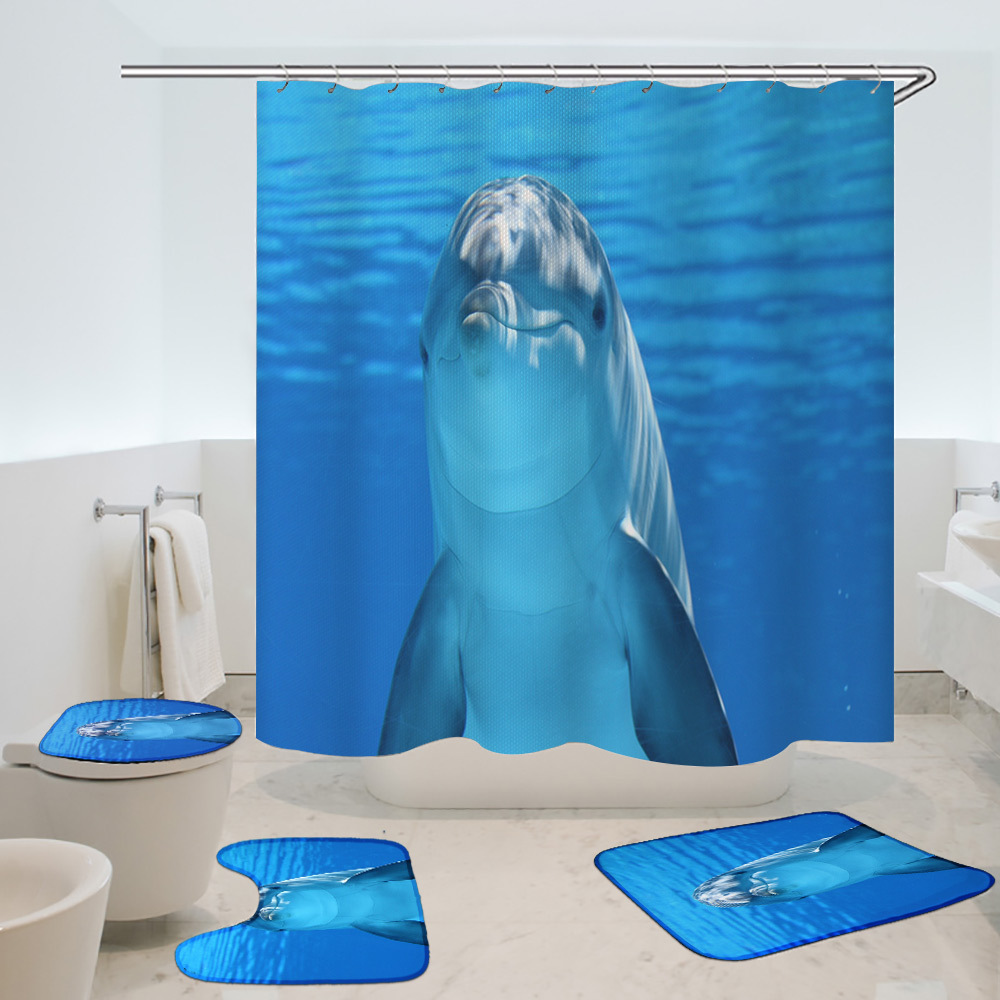 Underwater World Shower Curtain Water-Repellent Cloth 3D Printing Decoration Waterproof Curtain Polyester Shower Partition Curtain Bathroom Curtain Amazon