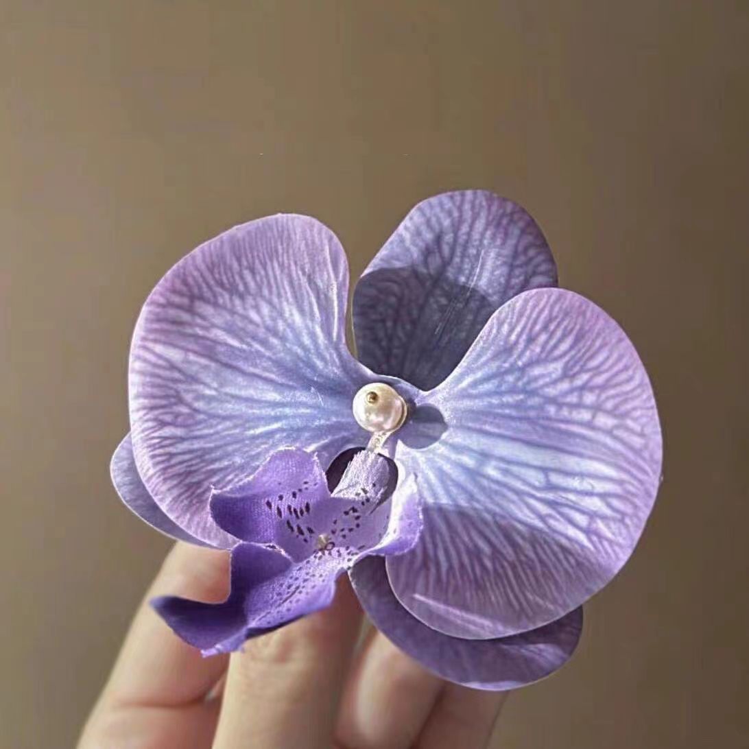 Yi Mengling Same Style Butterfly Orchid Hairpin Headdress Super Fairy Orchid Bangs Side Clip Broken Fir Hair Claw Headdress Female