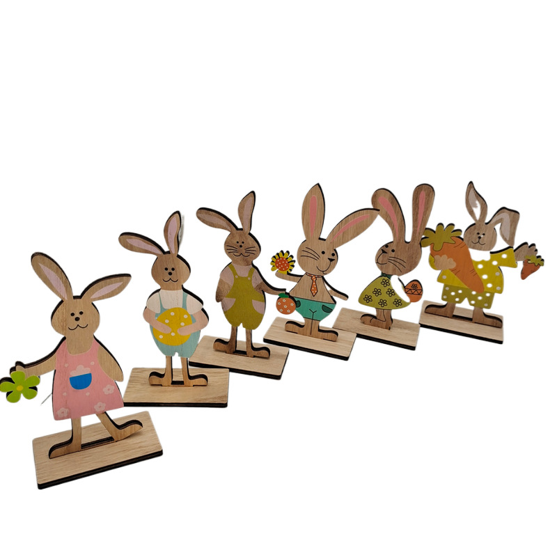 2021 Wooden New Easter Wooden Rabbit Nordic Style Home Ornament and Decoration Crafts in Stock