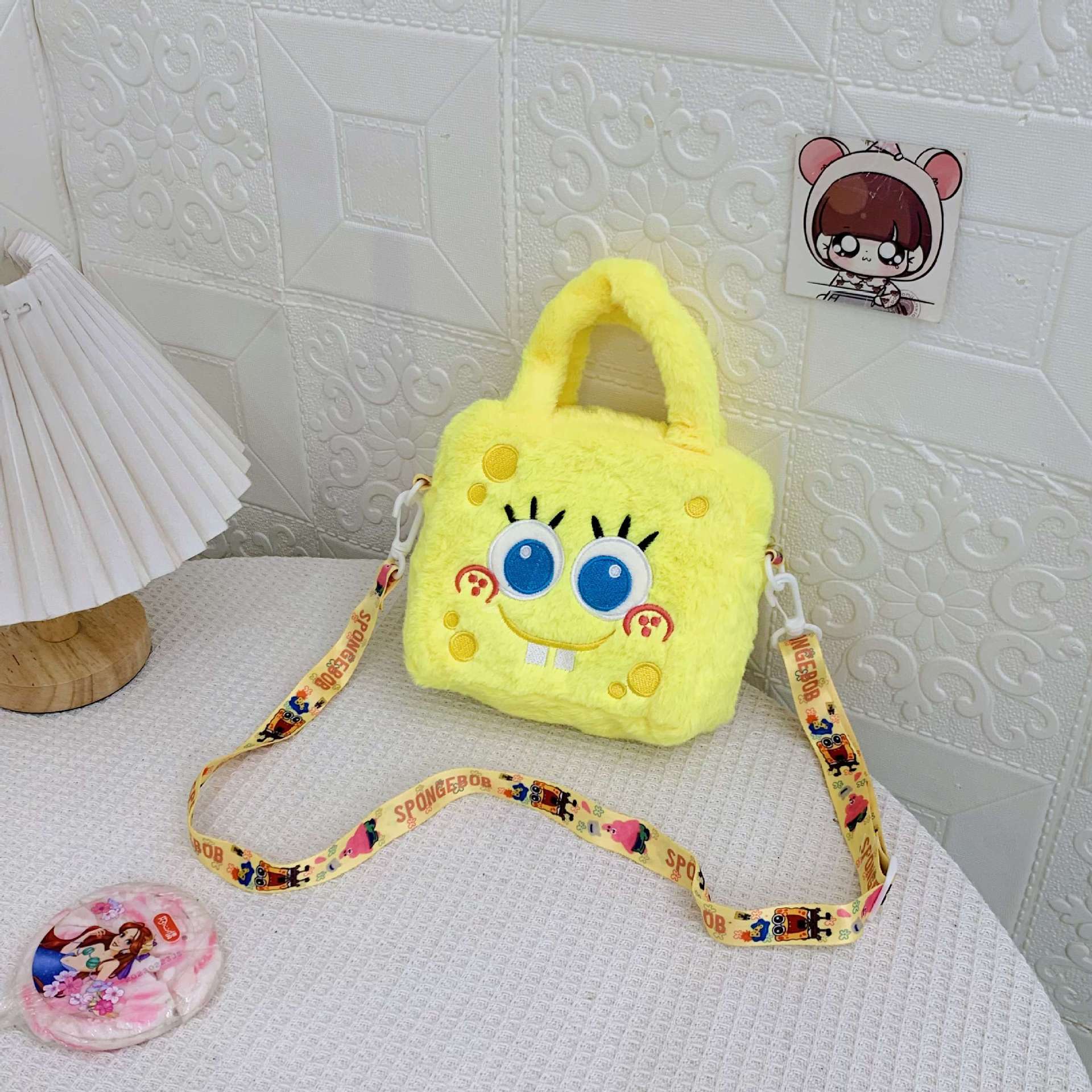 New Cartoon Cute Moetry Baby Plush Crossbody Bag Girl's Crossbody Pouch Western Style Funny Girl Handbag Fashion