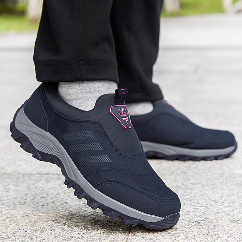 回力秋季爸爸鞋一脚蹬老人运动鞋男中老年健步鞋防滑休闲老北京布