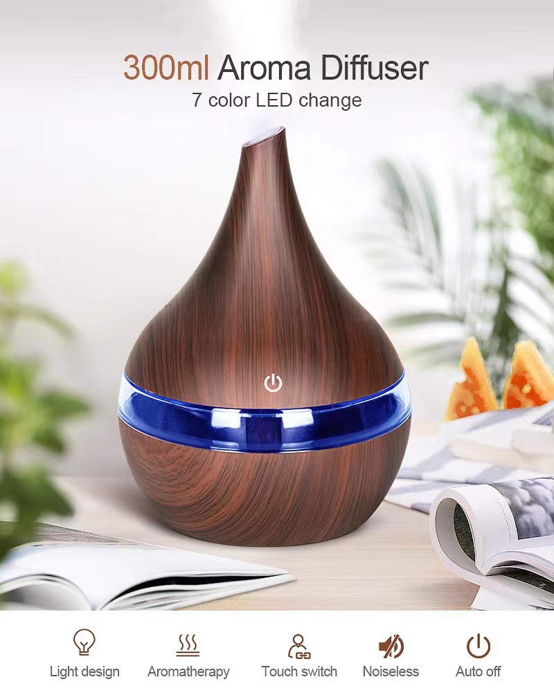 Wood Grain Mute Humidifier Household Bedroom Noiseless Air Atomizer Small Car Mini Aromatherapy
