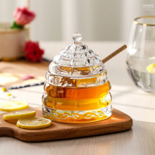 西式锥形玻璃储物罐 创意家用糖浆储存罐蜂蜜罐收纳罐木勺组合
