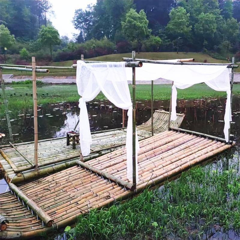 双层竹筏竹排船景区水上漂流船景点竹制品摆件装饰水上运动竹子船