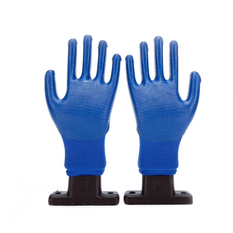 Wholesale Dipped Wear-Resistant Blue Gauze Bolma Embossed Breathable Non-Slip Protective Handling Working Labor Protection Labor Gloves