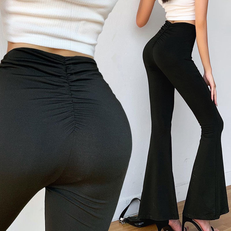 瑜伽喇叭裤秋冬辣妹紧身弹力收腰提臀厚款瑜珈舞蹈裤少女百搭长裤