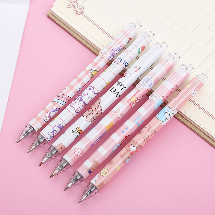 Kara Bear Pressing Pen Creative Stationery Student Press Ball Pen Good-looking Office Supplies Signature Pen Factory Wholesale