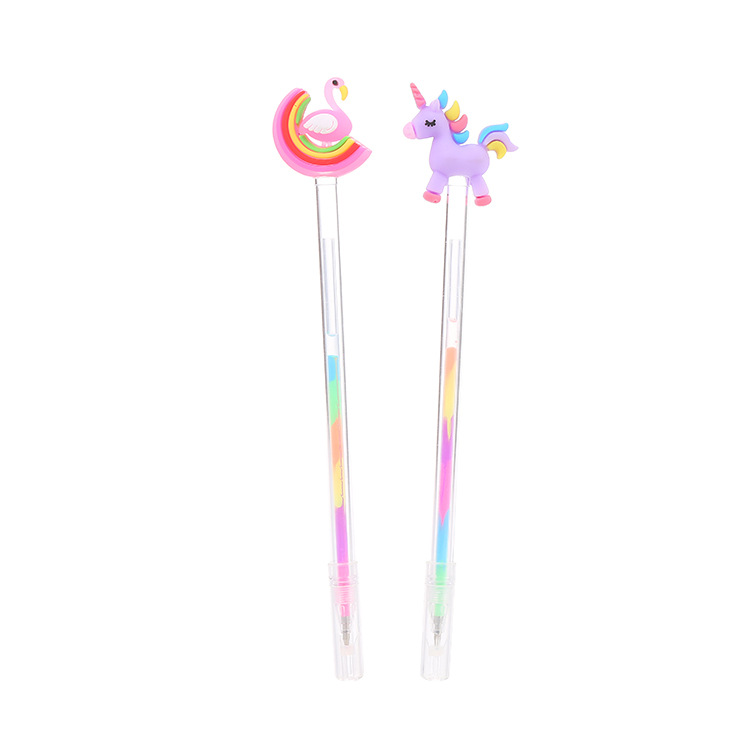 Creative Stationery Unicorn Highlight Pink Pen Student Multi-Color Fluorescent Pen Cute Flamingo Color Gel Pen