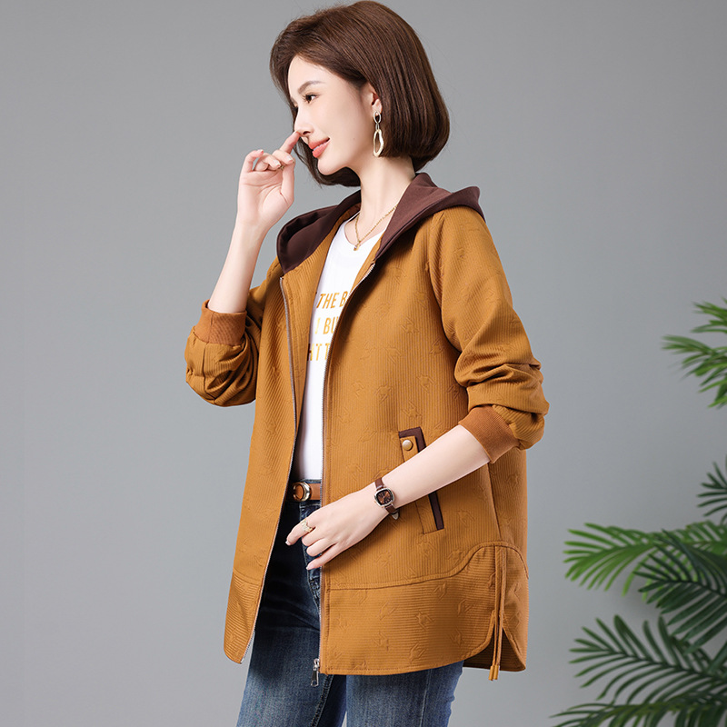 女式长袖风衣外套加肥加大码中老年妈妈女装春装新款一件代发8683