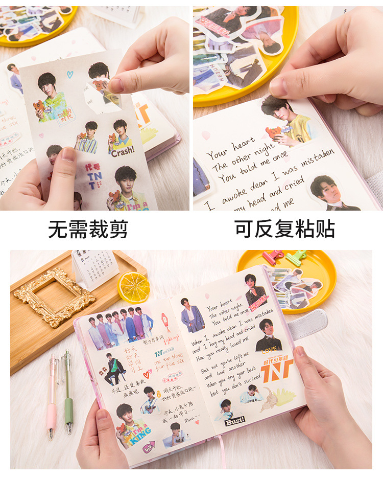 明星手账和纸贴纸 肖战王一博时代少年团lisa周边 装饰贴6张套装