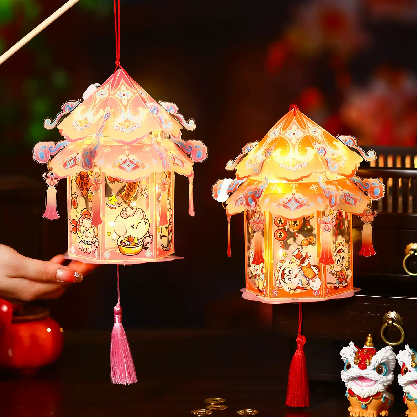 2026新年灯笼儿童手提花灯元宵节古风宫灯春节过年摆摊小商品批发