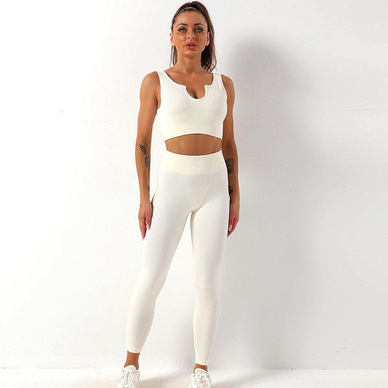 European and American Yoga Clothes Sports Suit Women's Yoga Bra Fitness Vest Lulu Fitness Pants Quick-Drying Fitness Clothes Trousers