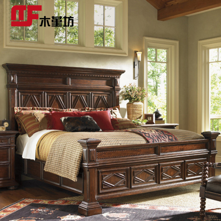 8米双人床北欧简约家具法式乡村橡木高端家具