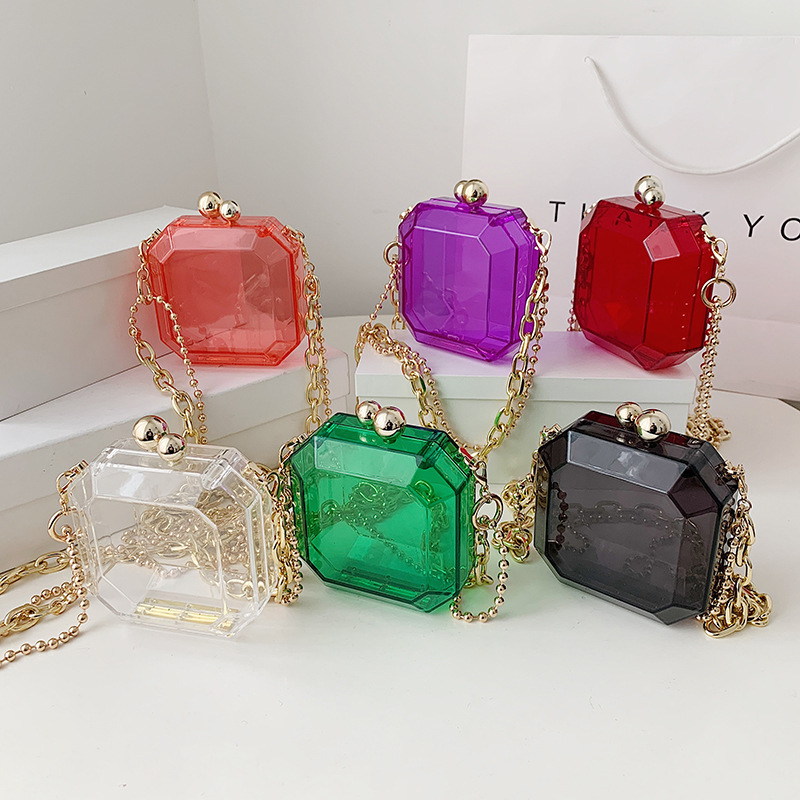 Mini Foreign Trade Transparent Chain Small Bag Women's Bag 2023 New Cross-Border Transparent Gem Box Shoulder Messenger Bag