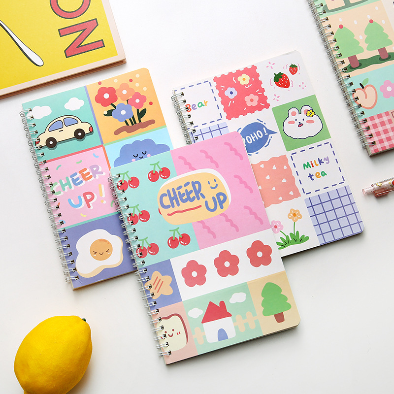 Korean Style Ins Cute Sweet A5 Coil Notebook Student Fresh Notepad Journal Book Cartoon Loose-Leaf Notebook