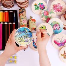 新品环保3个装材料DIY手工绘画实木隔热涂鸦创意韩式可爱杯垫茶道