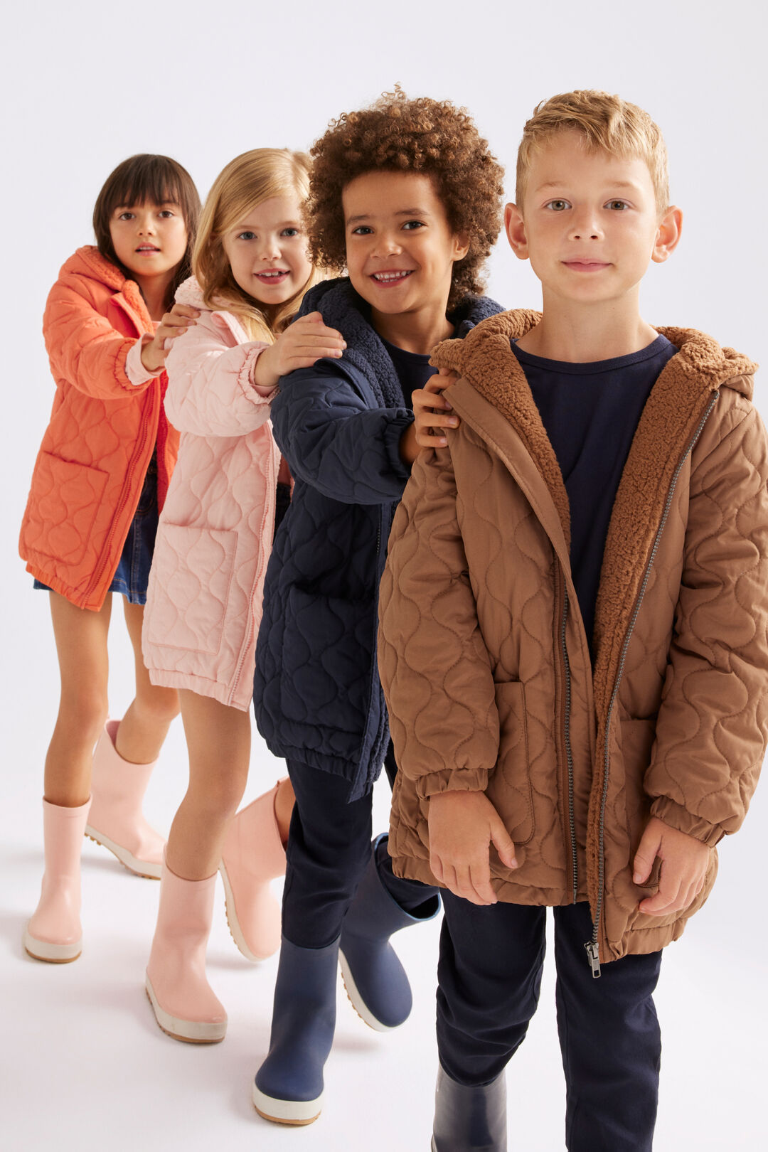 外贸欧美ms家外贸童装22新款男童棉衣纯色拉链外套女童夹克尾单