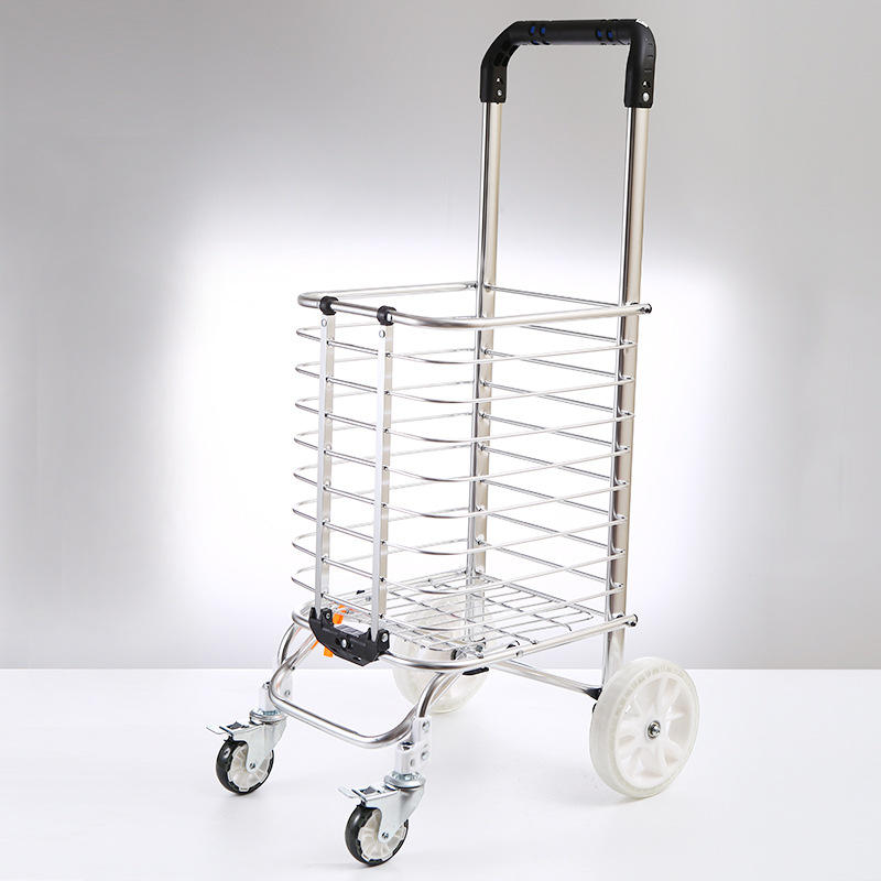 小拉车不锈钢推车买菜车手拉购物轻拉杆爬楼梯老人家用便携折叠拖