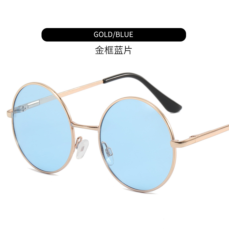 New Metal Sunglasses round Black Sunglasses Retro Trendy Men's Sun Glasses Women's Casual Cool Prince Glasses Mixed Batch