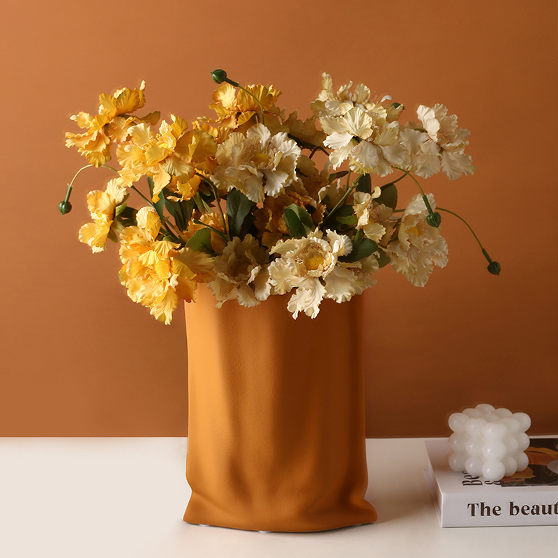 Beihanmei High-End Orange Artificial Bouquet Artificial Flower Decoration for Living Room Light Luxury Table Flower Decorative Silk Flower Furnishings