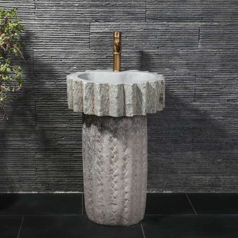 老石槽洗手盆石头水槽洗手池圆形户外庭院水盆洗衣槽拖把池室外