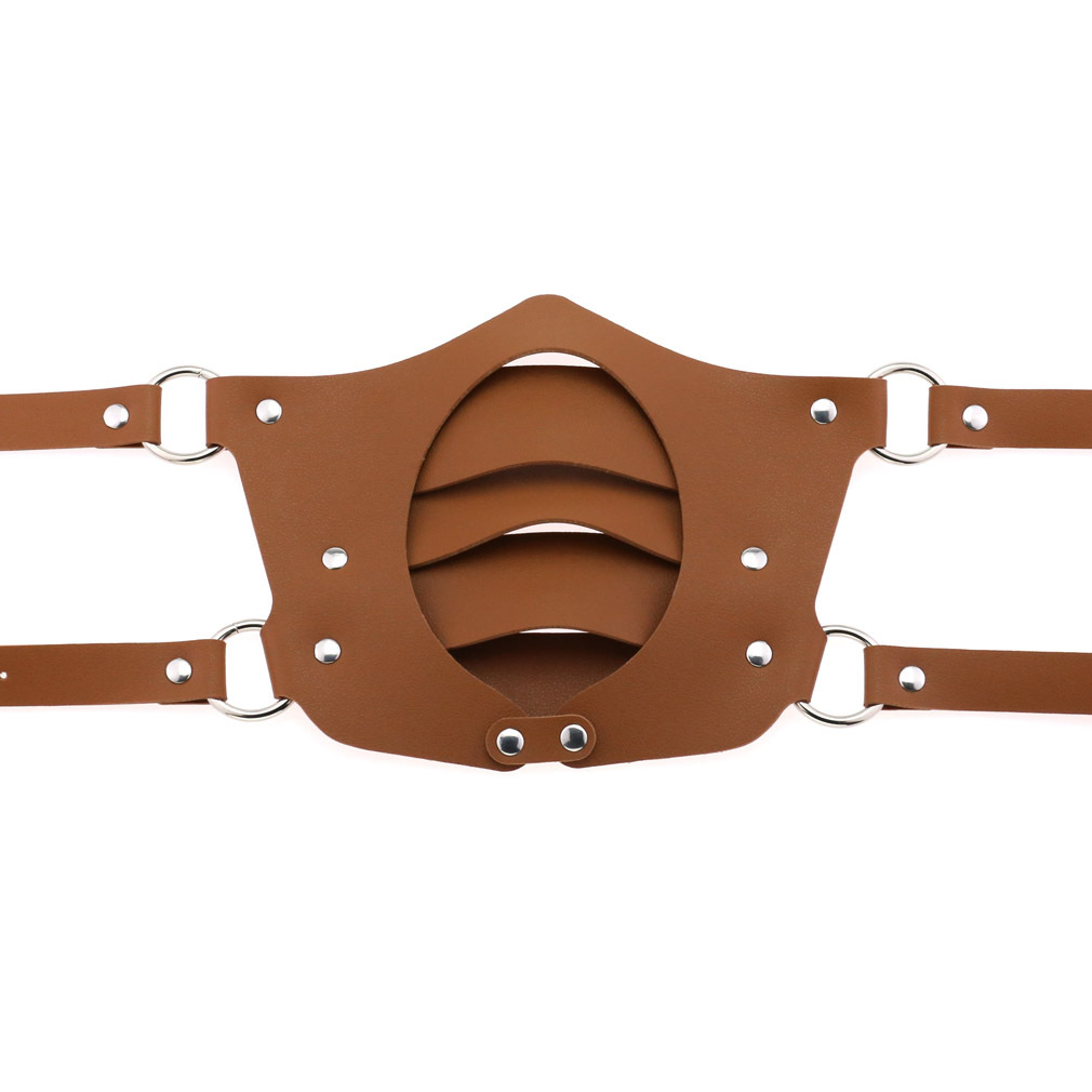 跨境朋克新款万圣节女王派对多层皮装饰脸罩口罩夜店舞会装扮面具