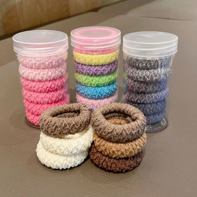 6 Cans ~ High Elasticity Does Not Hurt Hair Rubber Bands Children's Ponytail Towel Ring Student Durable Hair Ring Headband Hair Accessories