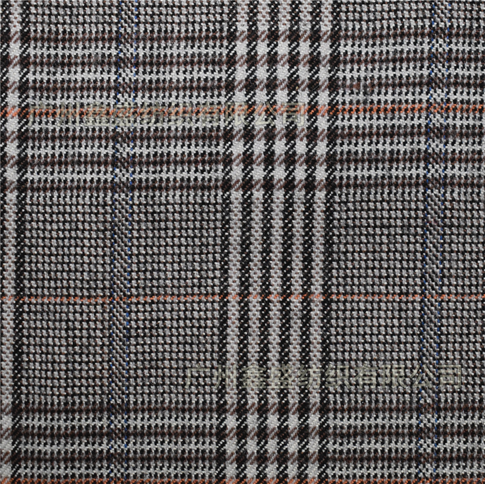 春秋季新款精纺梭织羊毛色织千鸟格纹裤装毛呢面料w81885