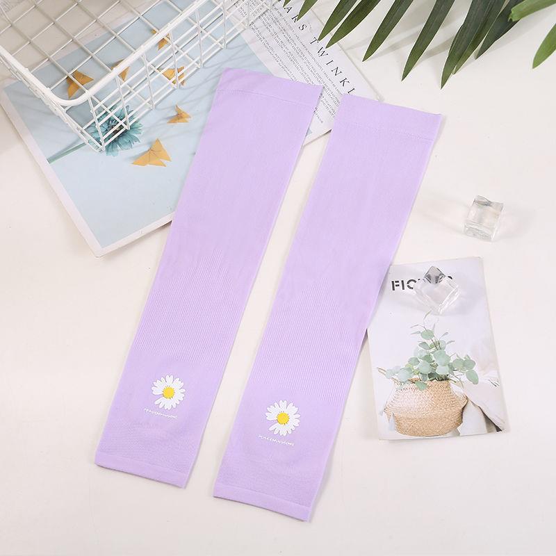 Summer Sun Protection Oversleeve Cute Cartoon Little Daisy Ice Sleeve All-Match Driving Ice Silk Arm Guard Gloves Sleeves