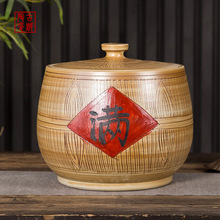 陶瓷家用米缸米桶储米箱罐带盖复古20斤50斤