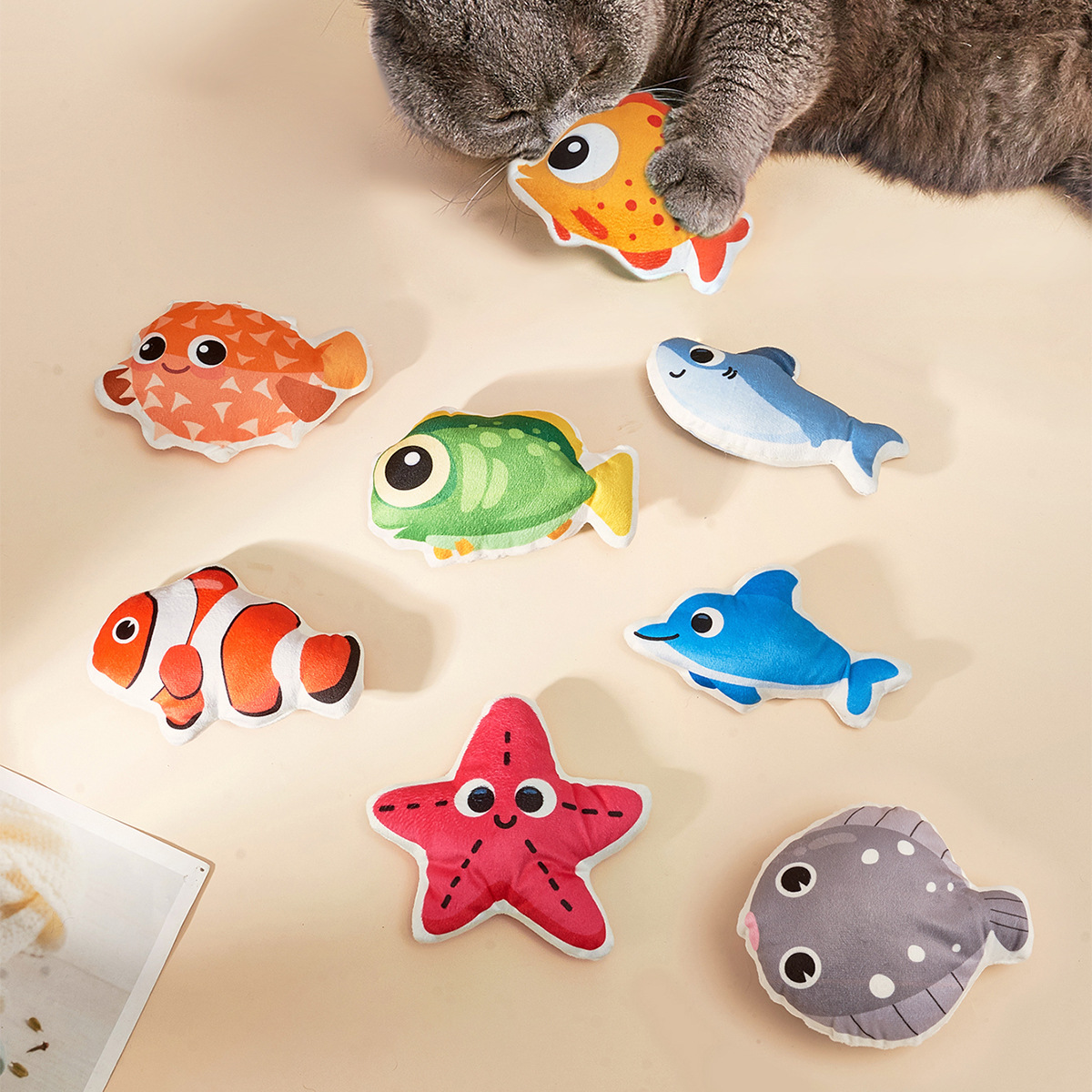 原创猫咪玩具仿真卡通海洋动物内含猫薄荷响纸磨牙自嗨工厂直发