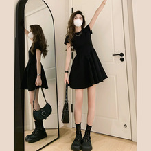 高级感小个子法式赫本风小黑裙气质垂坠感连衣裙子女夏季2024新款