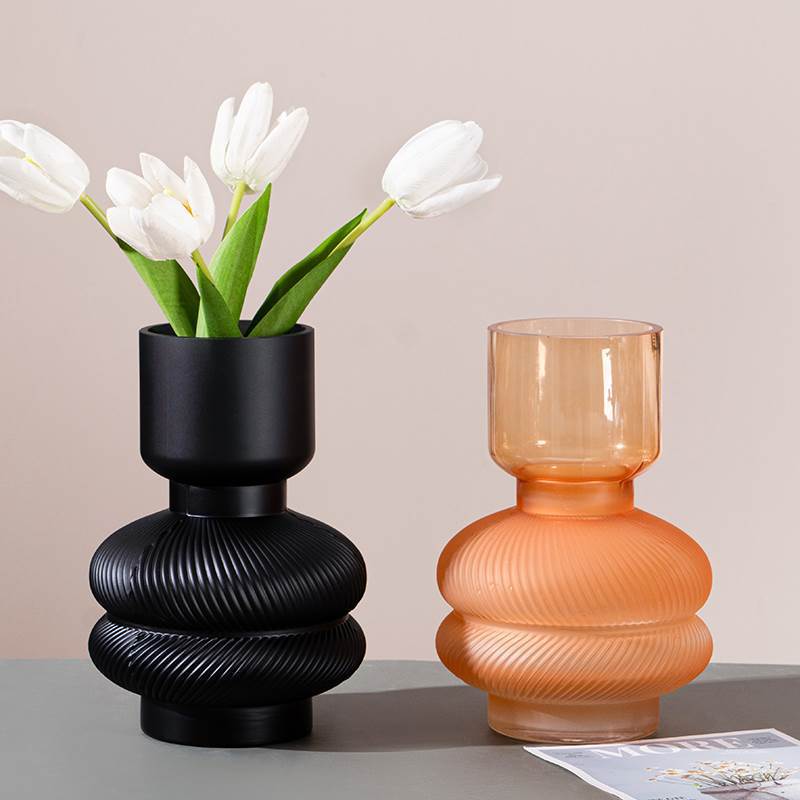 INS Light Luxury Morandi Glass Vase Creative Living Room Dining Table Thickened Vase Retro Table Decoration Vase