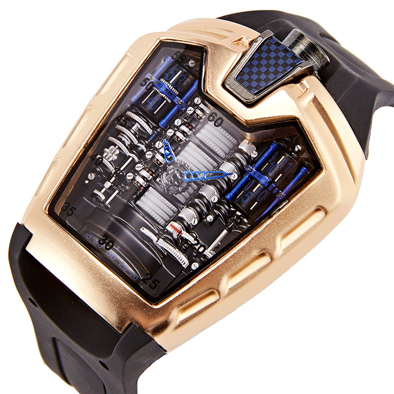 新概念16缸引擎发动机手表男士学生氚气引擎超跑车表运动风情侣表