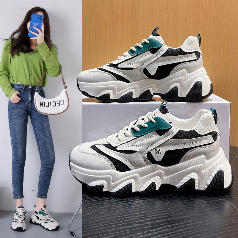 Korean Style Clunky Sneakers Women's 2023 Spring New Platform Sneakers Ins Trendy Super Popular Student Versatile Casual Shoes