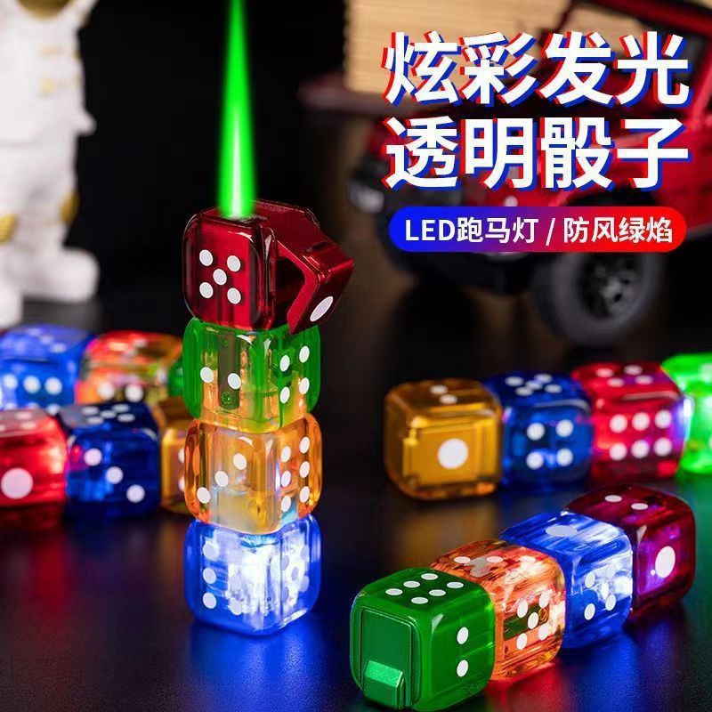 Internet Celebrity Lighter Dice Colorful Transparent Windproof Inflatable Electronic Cigarette Lighter Personality Creative for Boyfriend Tide Wholesale