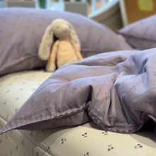 A类母婴双层纱紫樱桃少女四件套全纯棉文艺1.5m1.8被套床单三件套