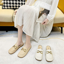 包头半拖鞋女2022年夏季新款韩版外穿拖鞋链条装饰软底穆勒鞋代发
