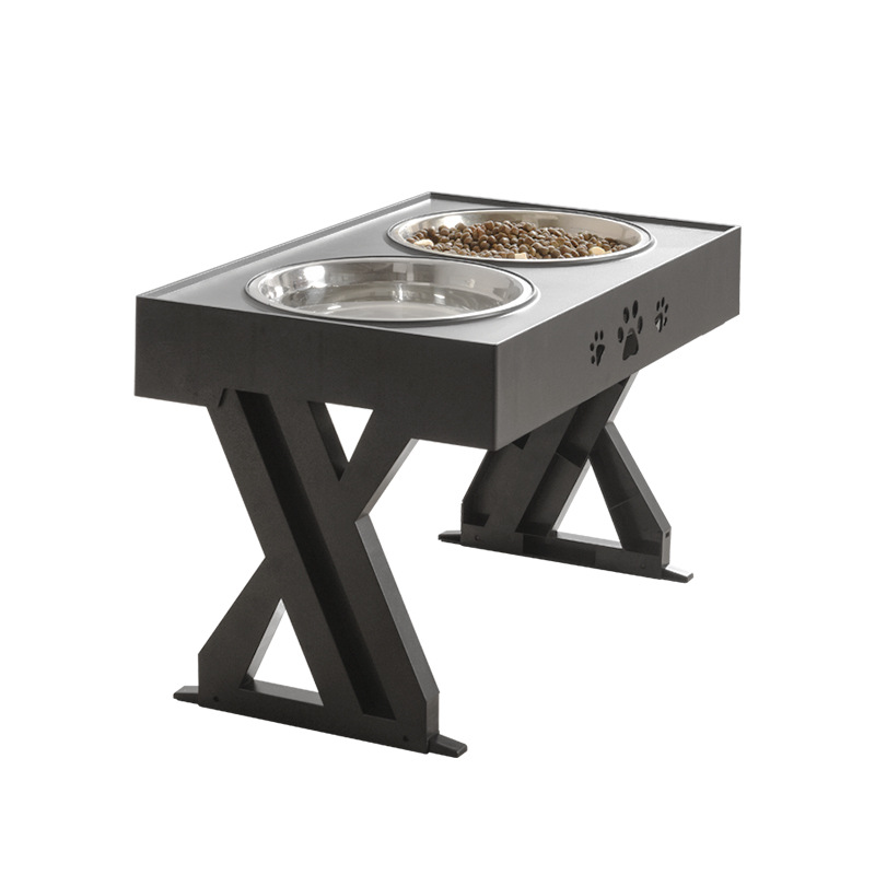 Amazon Pet Dining-Table Pet Lifting Table Dog Bowl Stainless Steel Food Basin Cat Bowl Folding Bowl Adjustable Dog Basin Wholesale