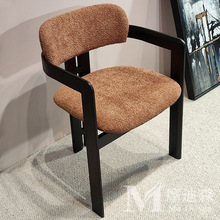 北欧实木餐椅设计师意式靠背椅洽谈椅新中式卯榫酒店扶手休闲单椅