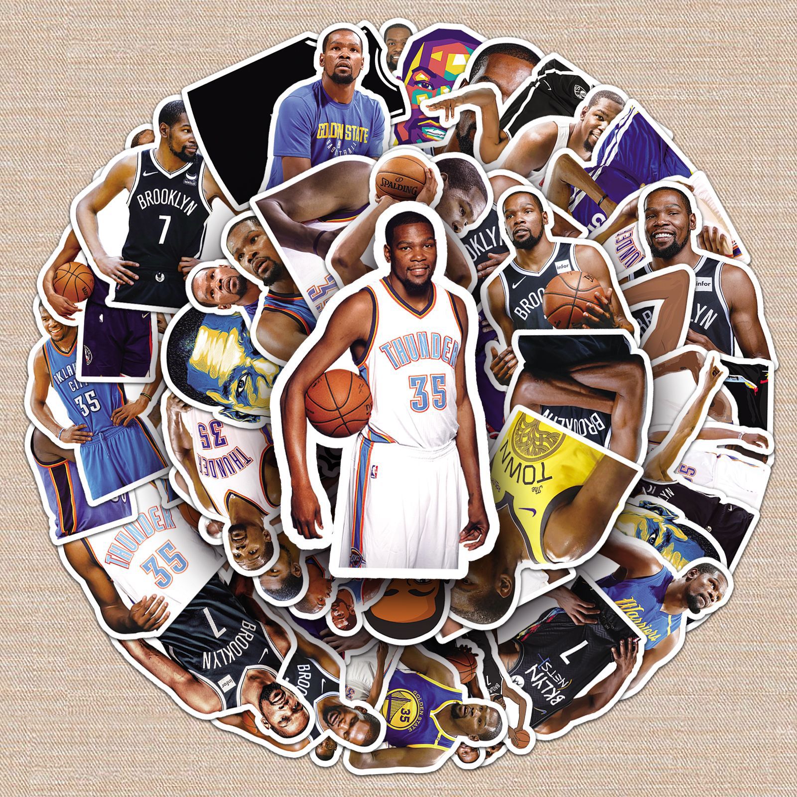 50张杜兰特涂鸦贴纸个性nba篮球球星贴纸diy手机壳行李箱贴纸防水