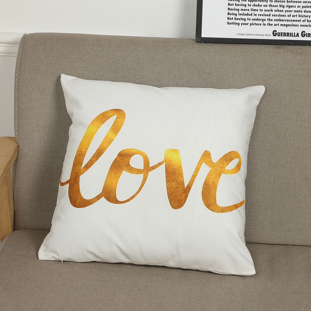 Cross-Border New Arrival Valentine's Day Pillow Cover Short Plush Letters Printed Pillows Living Room Bedroom Sofa Cushion Cover Wholesale