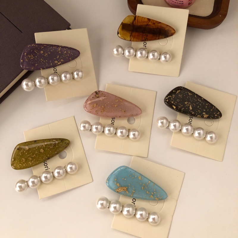 2件套~气质琥珀鸭嘴夹刘海侧边夹气质前额碎发夹发卡优雅头饰发饰