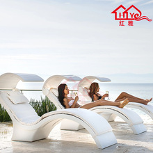 新款玻璃钢胶衣躺椅户外泳池沙滩休闲座椅会所别墅后花园泡水躺床