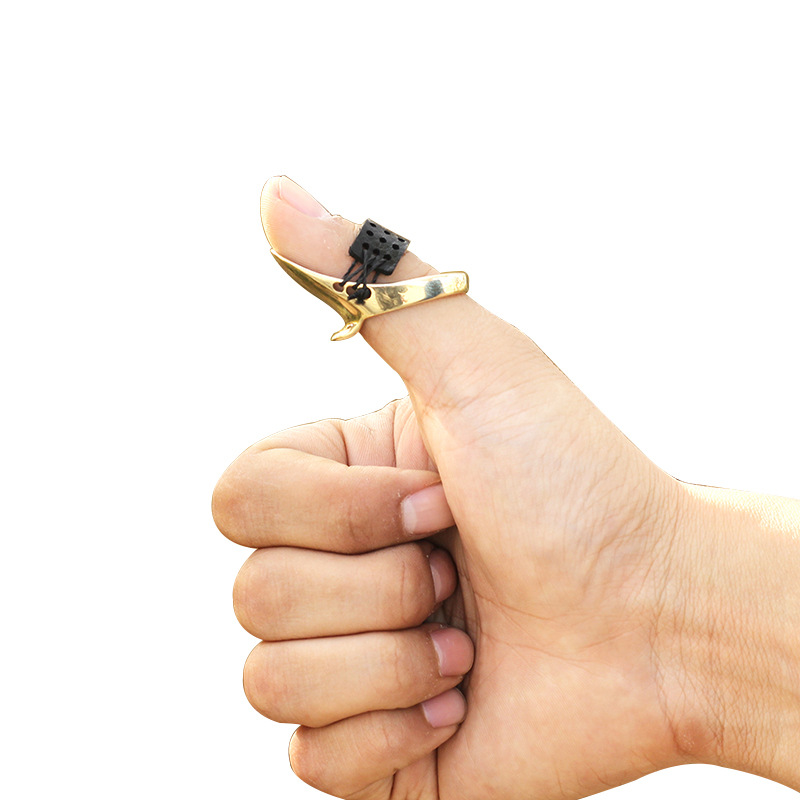 弓箭黄铜扳指蒙古式射法坡型护具美猎反曲传统弓射箭拇指勾弦配件